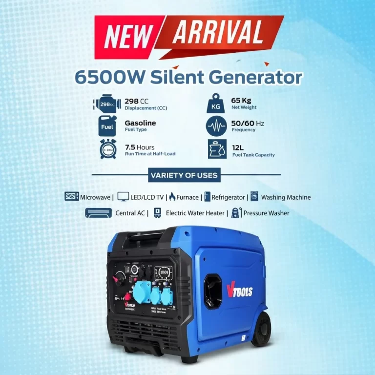 خرید موتور برق بیصدا 6500 وات V-Tools مدل VG7000SR